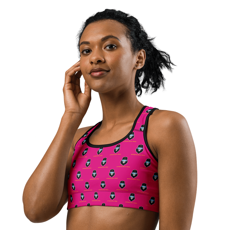 Synthsquatch Fitness Bigfoot Monogram Logo All-Over Print Sports Bra (Neon Pink) product image (2)