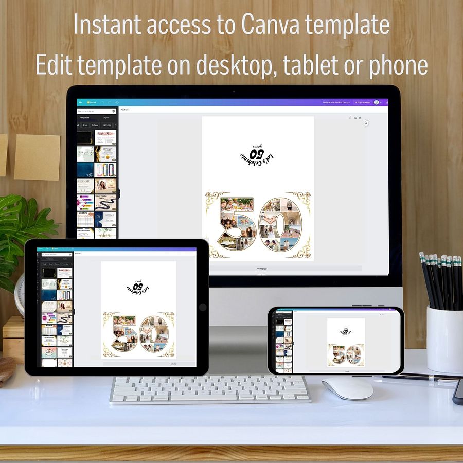 Fifty Year Celebration Card Photo Collage Canva Template product image (4)