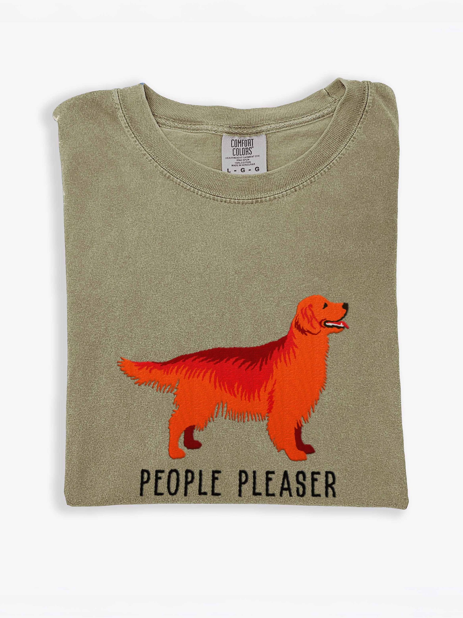 People Pleaser T-Shirt(Embroidered) of a Golden Retriever(Red) product image (1)