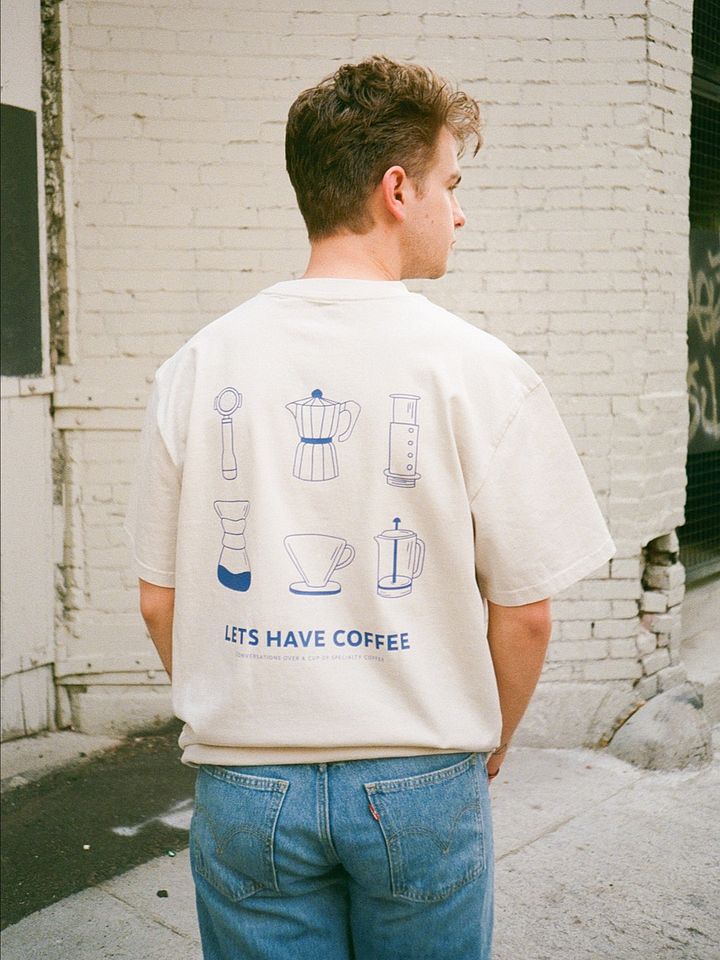 LETS HAVE COFFEE TEE (BONE + BLUE) product image (1)