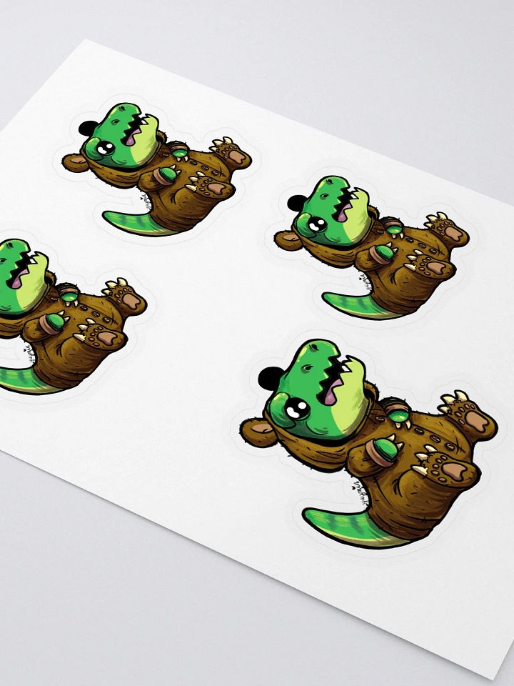 Young T-Rex in Teddy Bear Pajamas Stickers - Whimsical Dinosaur Art Decals product image (2)