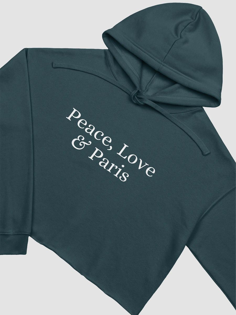 Peace, Love and Paris Cropped Hoodie | White Ink Design product image (2)