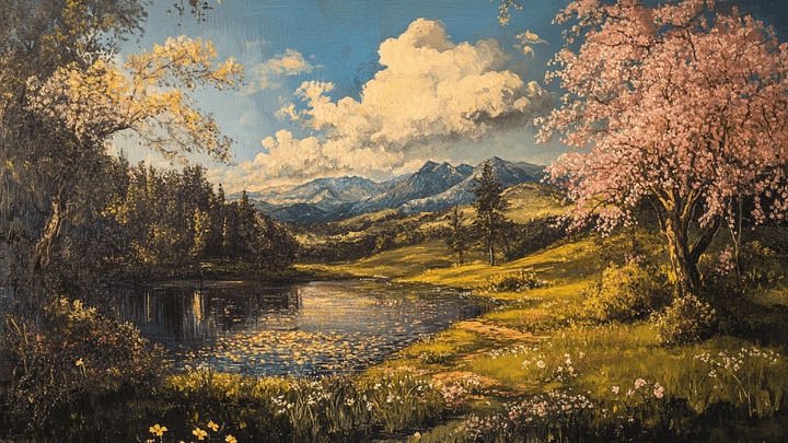 Vintage Beautiful Spring Landscape - No Frame, Digital Download product image (2)