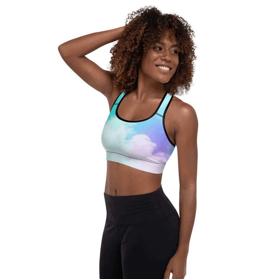 Blur cloud rainbow Design Padded Sports Bra - v2 product image (4)