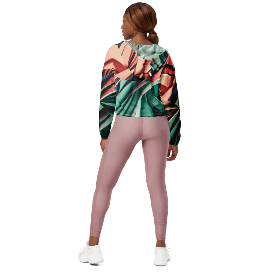 TDS Music Women's Cropped Windbreaker - Vibrant Abstract Design, Lightweight & Water-Resistant | XS–2XL product image (8)