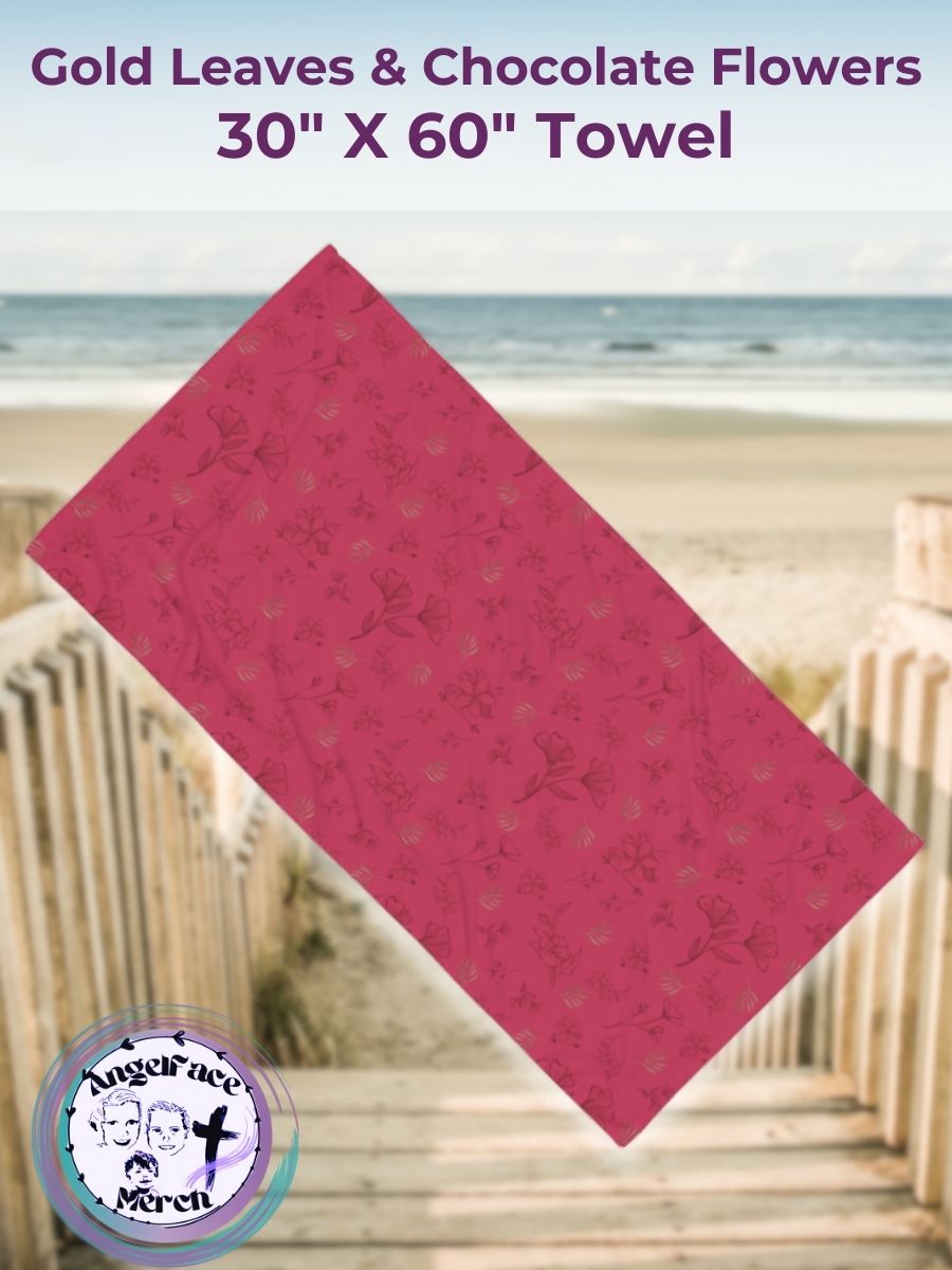 Gold Leaf and Chocolate Flowers Magenta Towel product image (1)