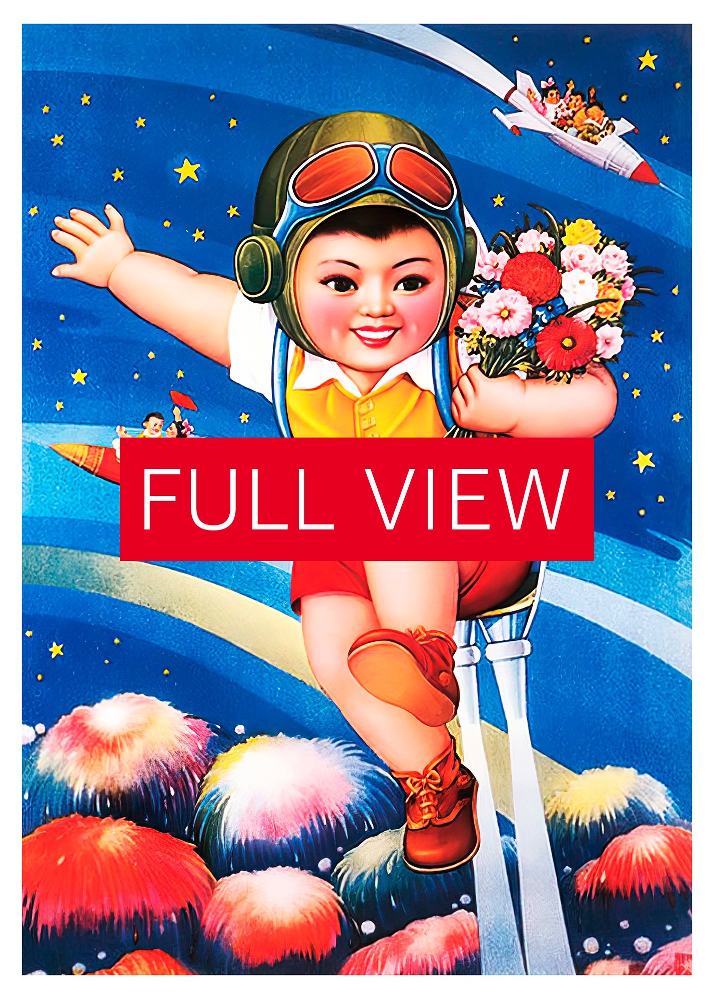 Little guest in space, China 1980 — Chinese space retro poster propaganda, propaganda poster, soviet art, soviet space product image (3)