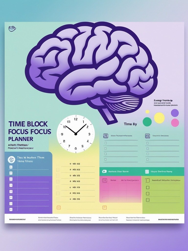 TIME BLOCK FOCUS PLANNER ADHD-Friendly Productivity System product image (1)
