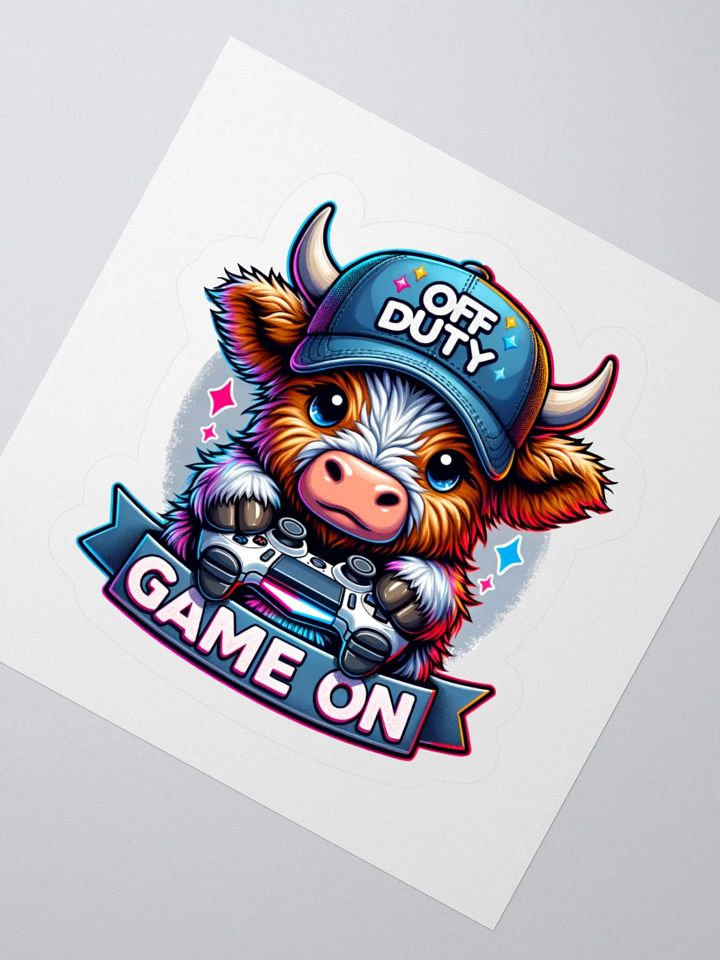 Off Duty Highland Cow Gaming Stickers product image (2)