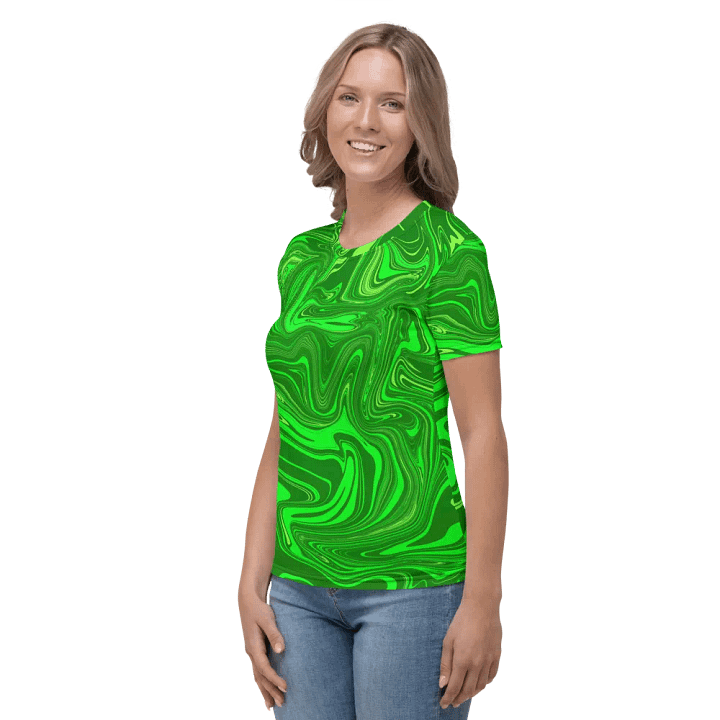 Women's Crew Neck Tshirt - Different Shades of Green Digital Fluid Art product image (1)