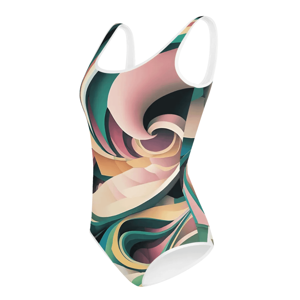 Abstract Lithographic Pattern Design Youth One Piece Swimsuit - V6 product image (4)