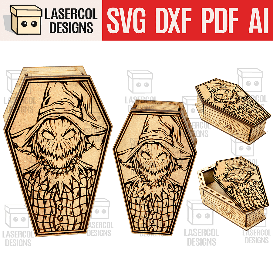 Halloween Coffin Box Set 4 (2 Sizes) - Laser Cut Files product image (1)