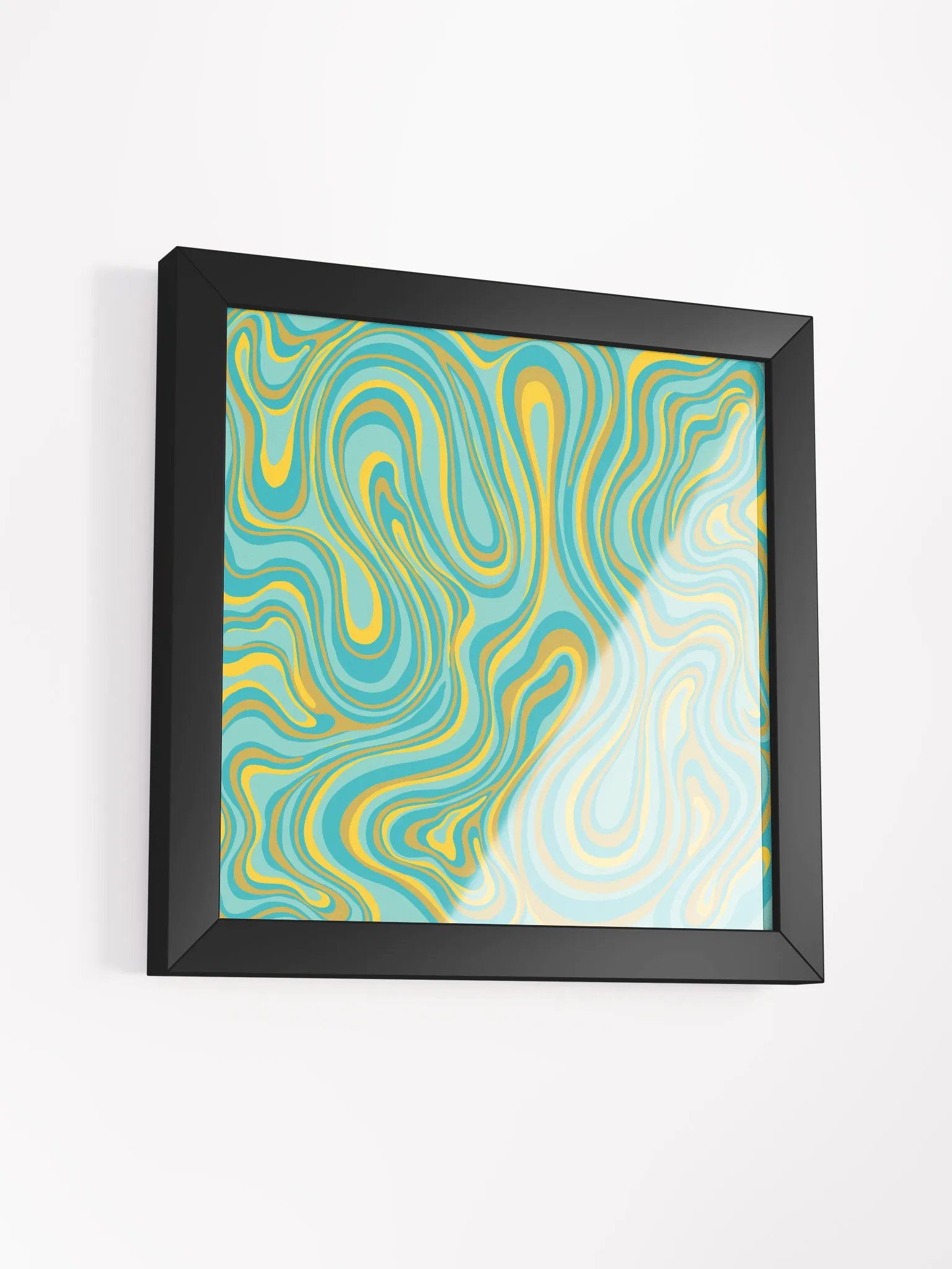Flowing Teal Abstract Framed Poster - Stone No. 1 product image (3)