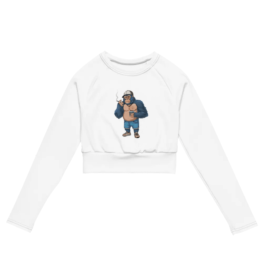 Blue Gorilla All-Over Print Recycled Long Sleeve Crop Top product image (3)