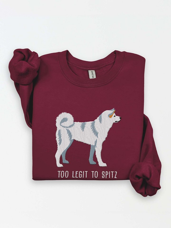 Too Legit to Spitz Sweatshirt (Embroidered) of a Japanese Akita Inu(White) product image (1)