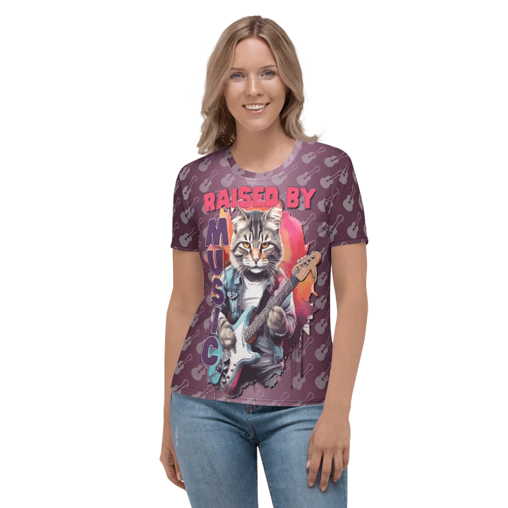 Raised by Music Cat Guitar All Over Print T-shirt product image (2)
