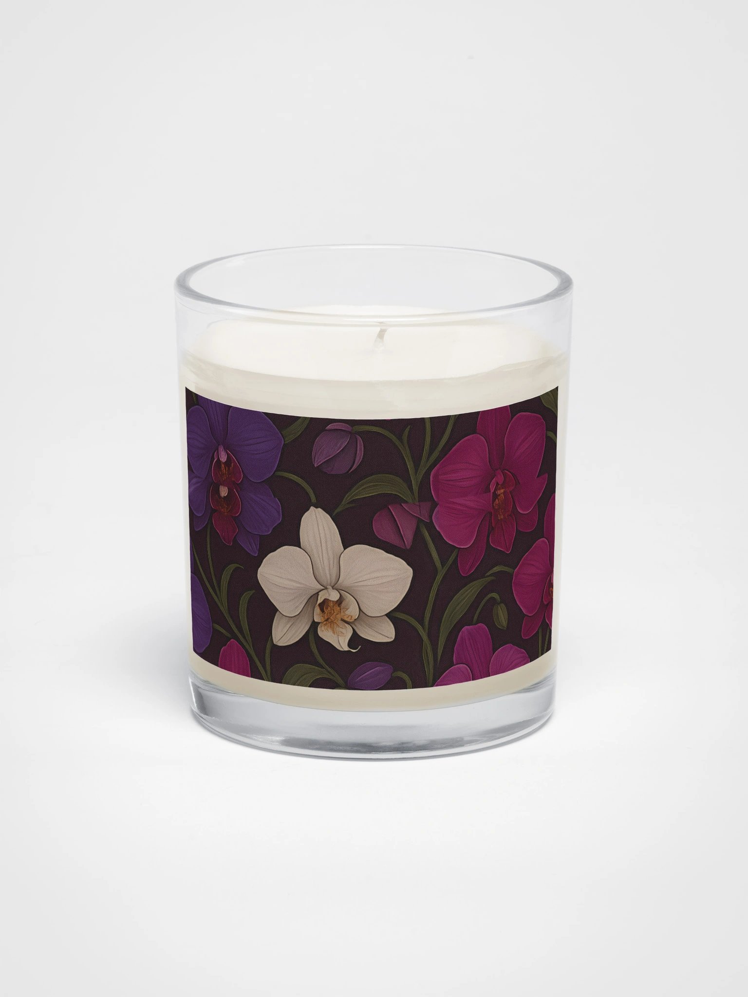 Purple And White Orchid Soy Candle With Elegant Floral Design product image (1)