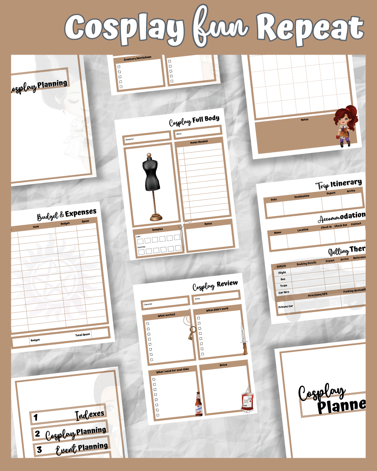 Monster Hunter Cosplay Planner – Brown Edition | 54-Page Printable PDF product image (6)