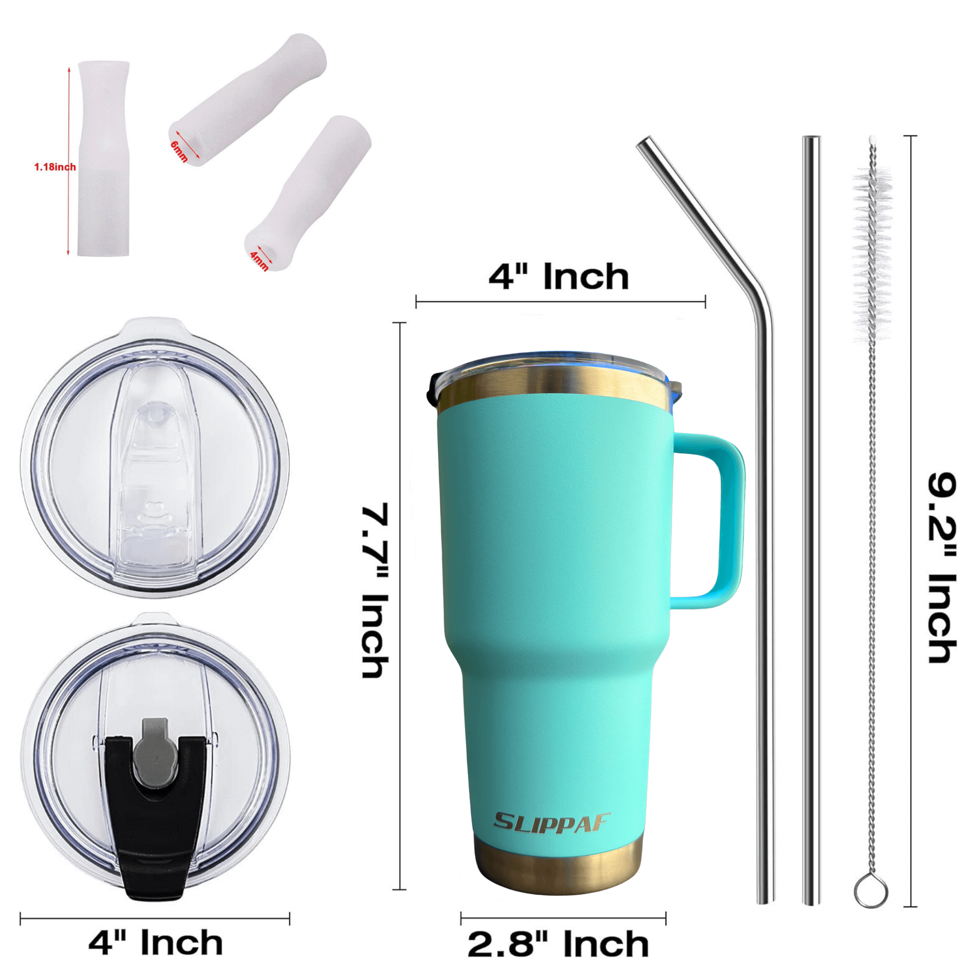 2 pack Tumbler 20 + 30 Oz With Handle, Lid and Straw (Blue) product image (6)