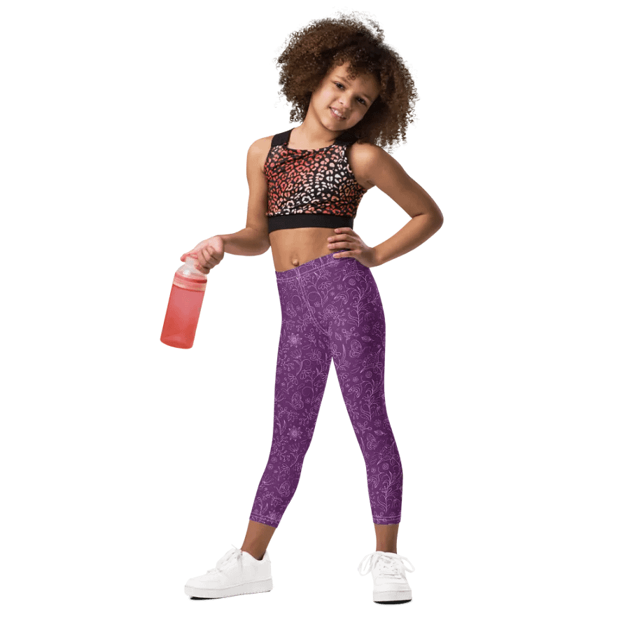 Dark Purple Floral Kid's and Toddler's Leggings product image (8)