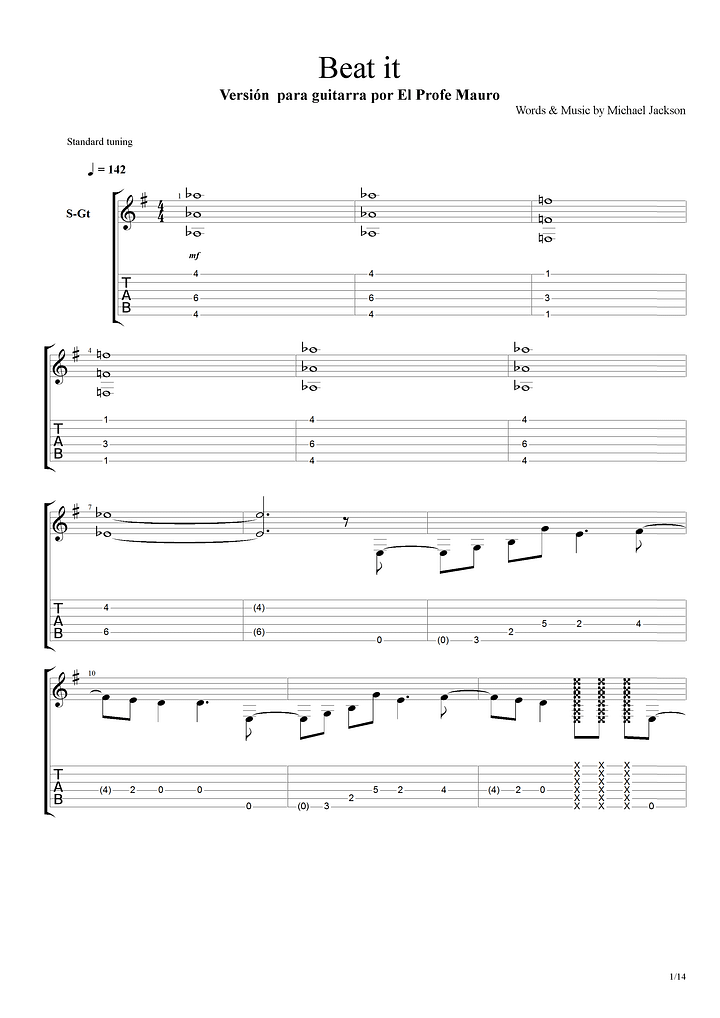 Beat it - Partitura + Tabs product image (1)