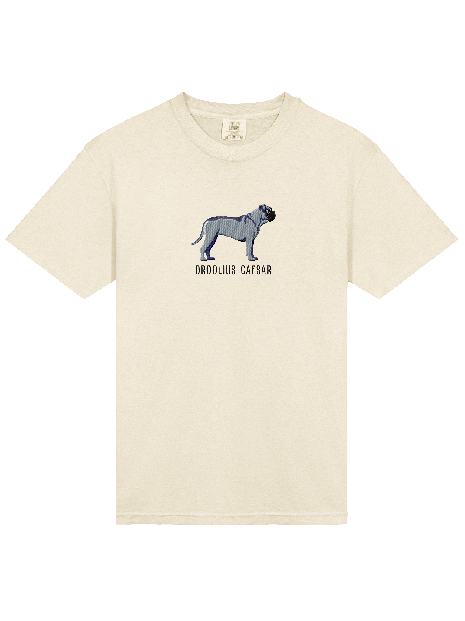 Droolius Caesar T-Shirt(Embroidered) of an English Mastiff(Blue) product image (43)