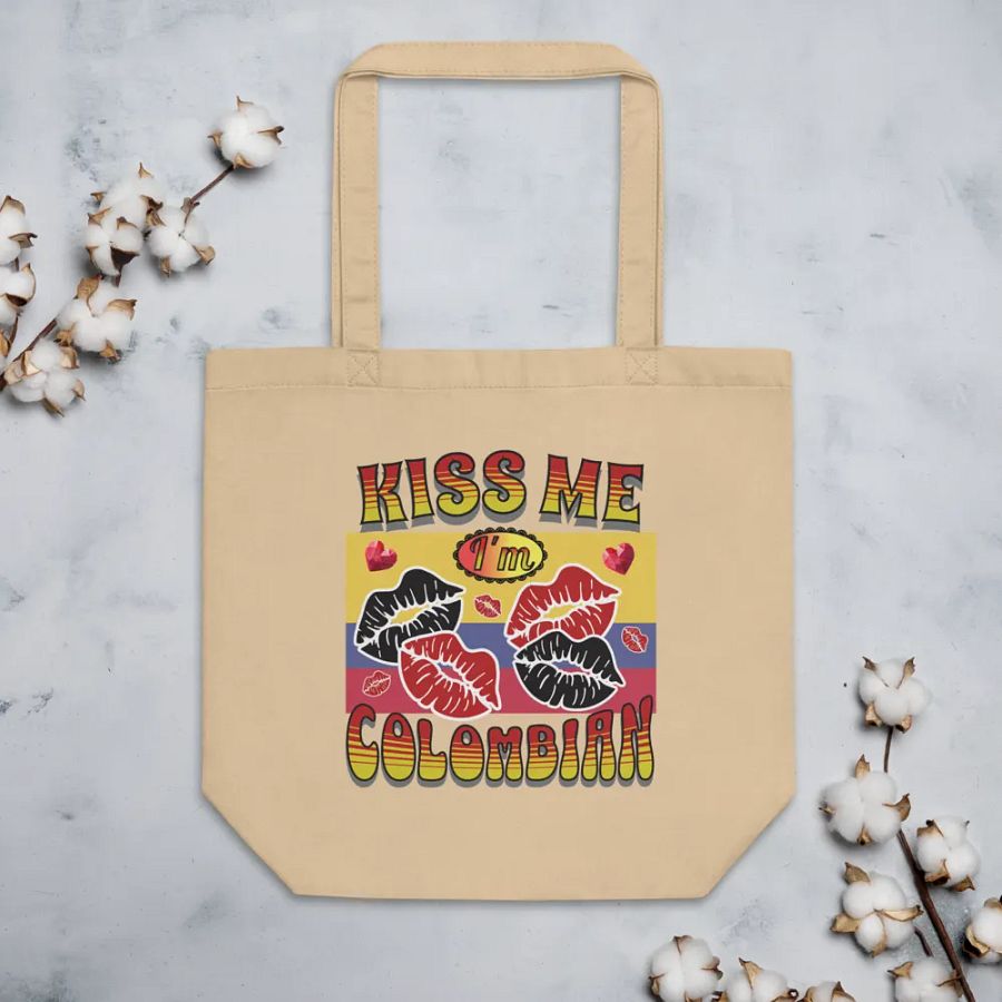 Kiss Me I'm Colombian Flag Tote Bag product image (3)