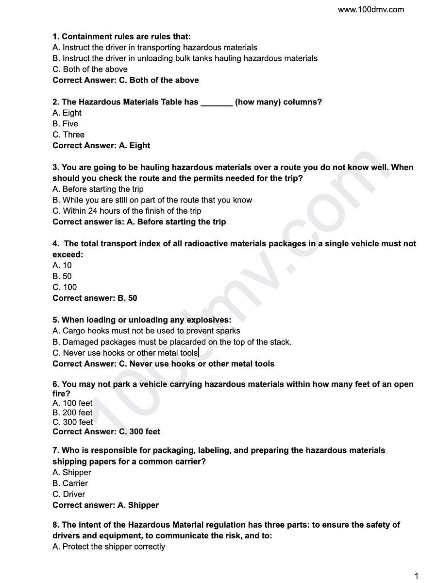CDL Hazardous Materials Test (PDF file) product image (2)