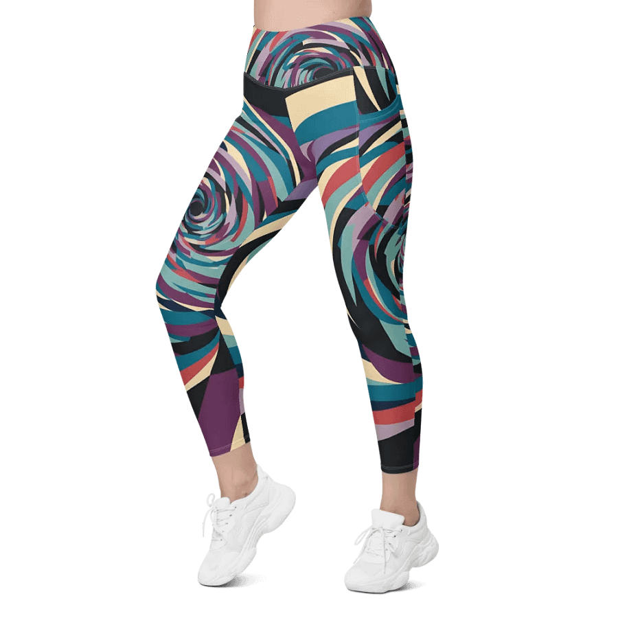 Abstract Lithographic Pattern Design Leggings with pockets - V5 product image (11)