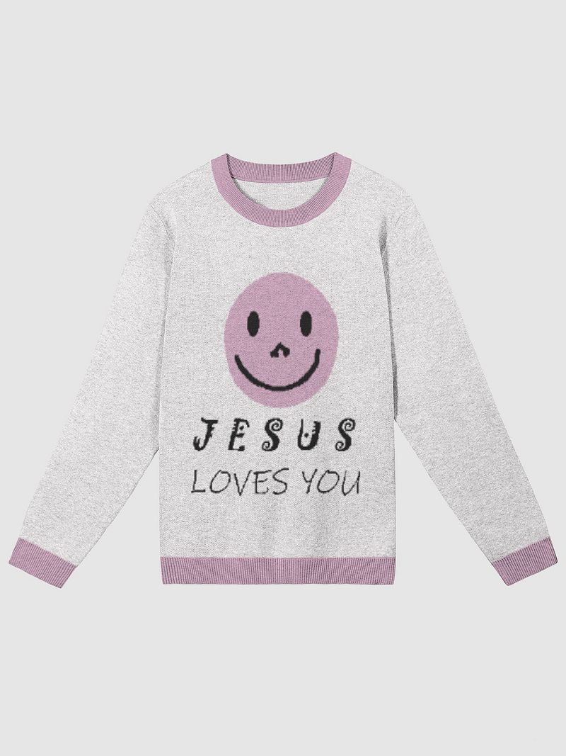 Smile Jesus Loves You Knit sweater