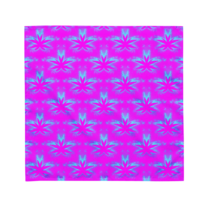 Pink Blue Pot Leaf Pattern Bandana, Cannabis Stoner Fashion Accessory product image (1)