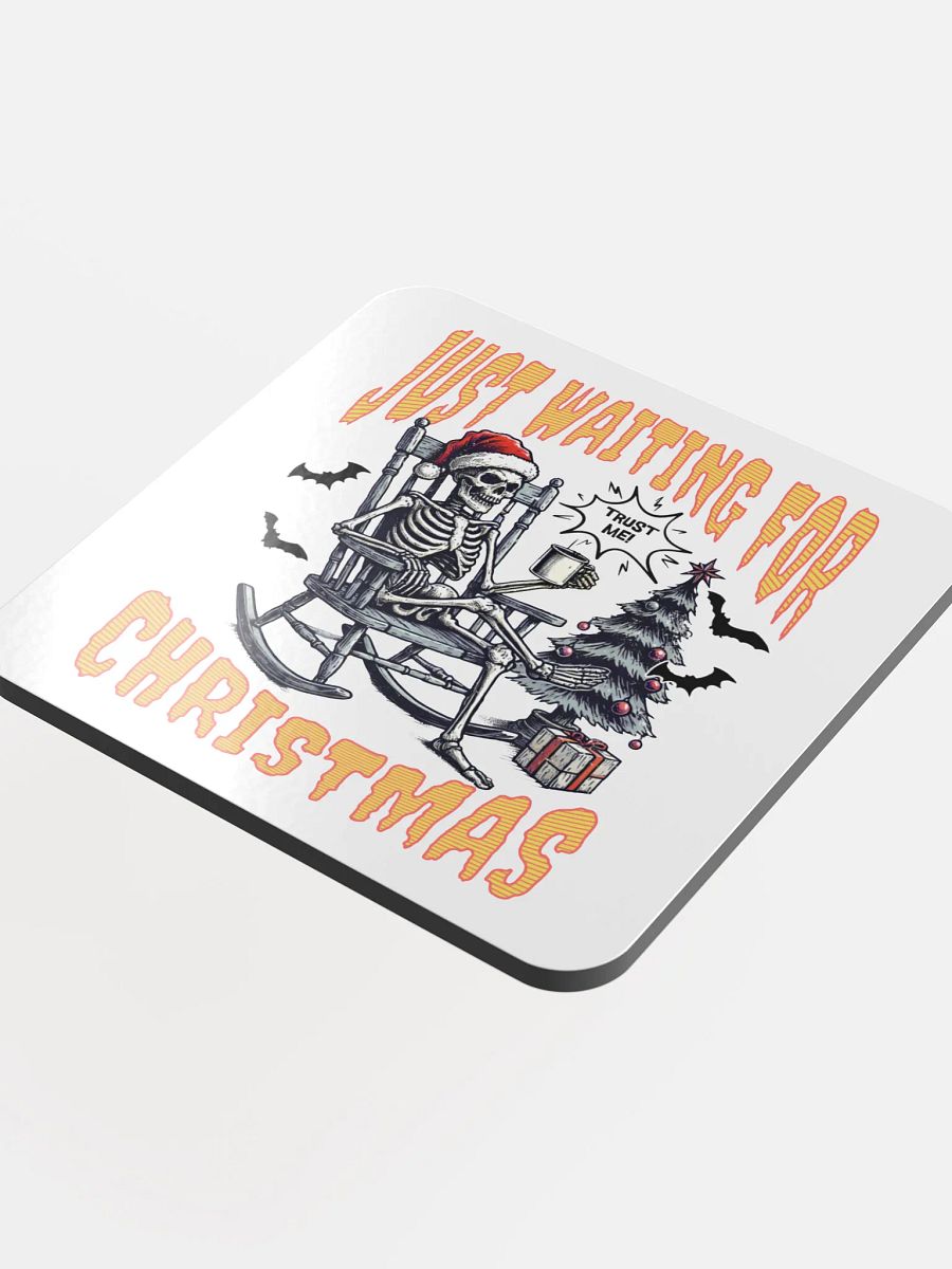 Just Waiting For Christmas Santa Skeleton Cork Coaster product image (4)