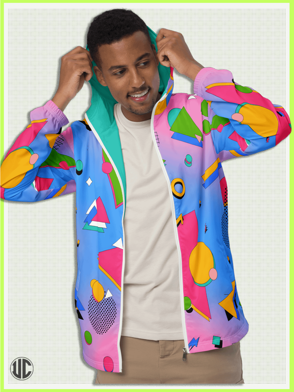Retro 1980s Windbreaker Jacket – Colorful Memphis Style Zip Hoodie | Vintage Lightweight Streetwear for Men & Women product image (3)