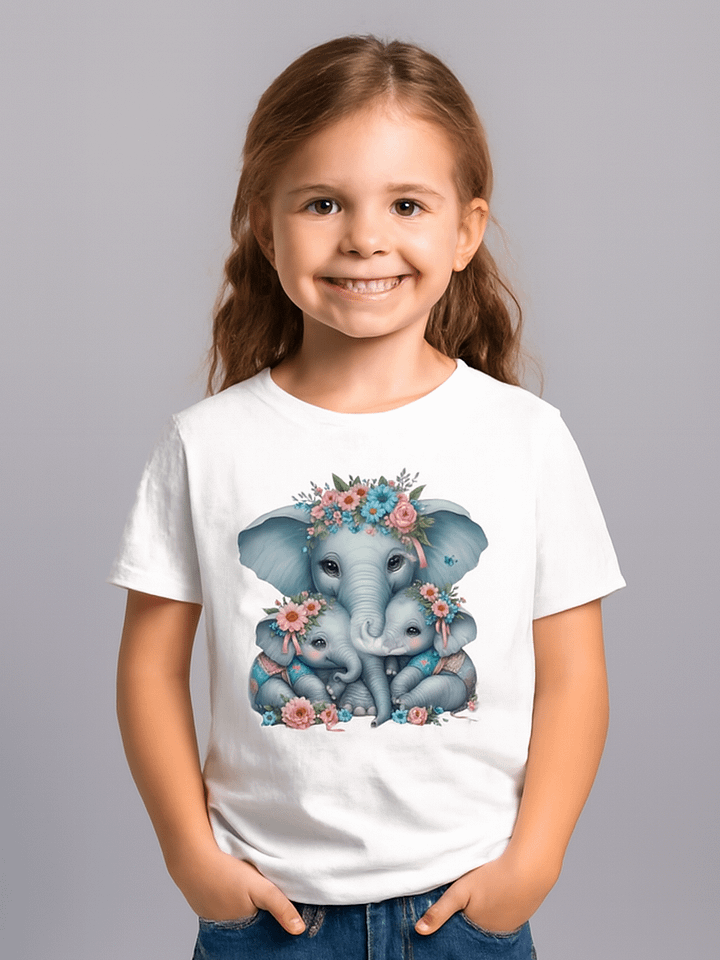 Floral Elephant Family Youth T-Shirt product image (1)