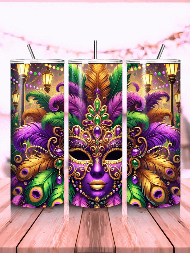 Mardi Gras Carnival Colors Tumbler Wrap – 20oz Skinny Sublimation PNG – Festive Vibes with Bold Holiday Colors – Instant Digital Download – High-Resolution 300 DPI product image (1)