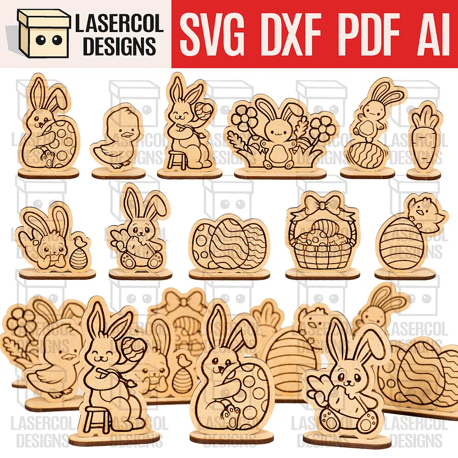 Easter Cutouts With Base Mega Bundle (+80) - Laser Cut Files product image (3)