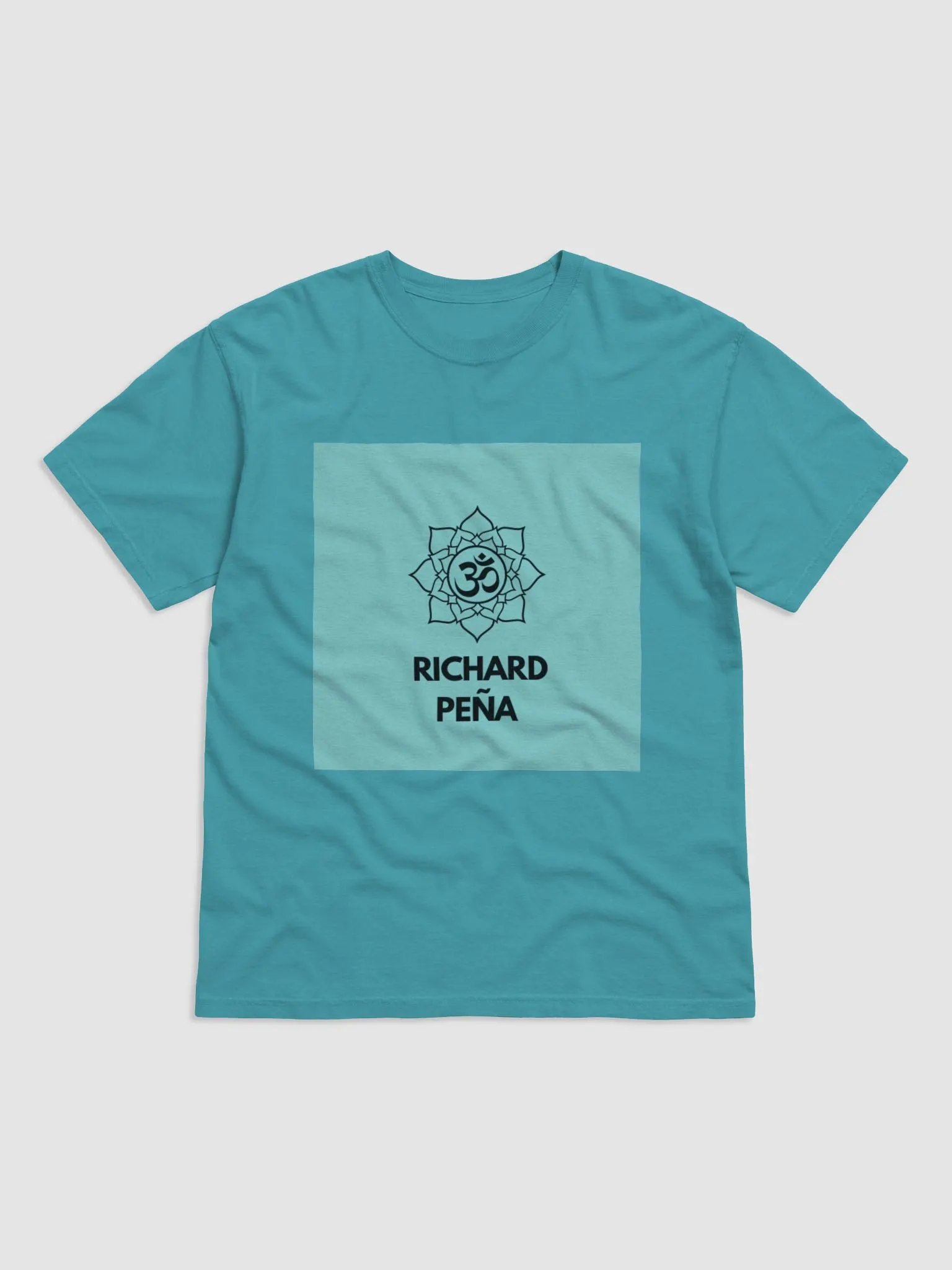 Om Richard Peña Lagoon Blue Om Mantra Shirt product image (1)