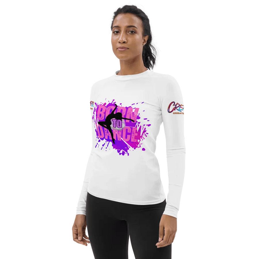Born to Dance Her Silhouette Vibrant Splatter Rash Guard product image (6)