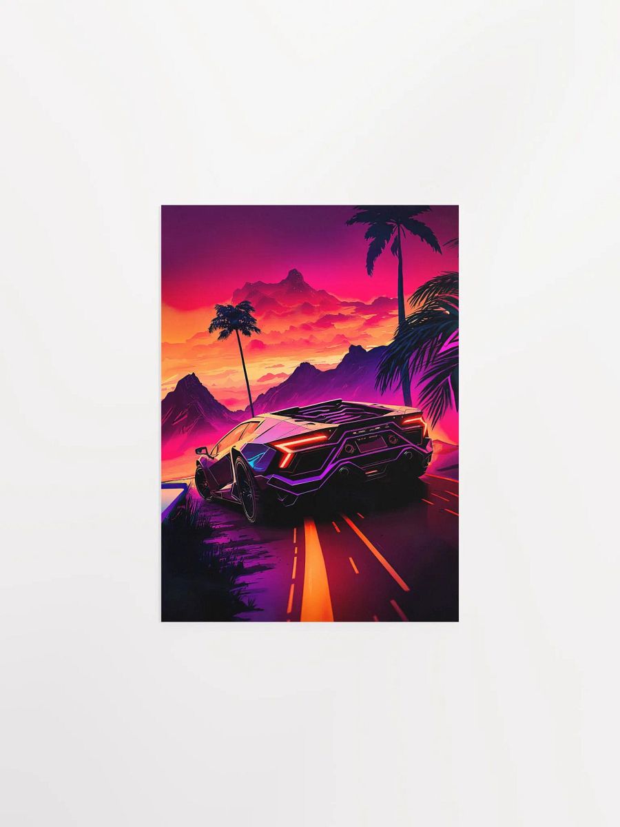 Synthwave aesthetic sport car Lamborghini with palms [synthwave/vaporwave/cyberpunk] — aesthetic art print product image (6)