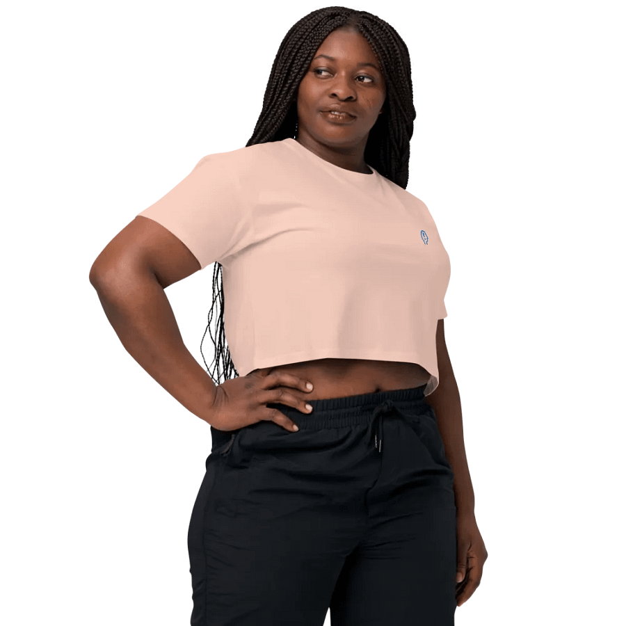 EXCLAIMING MENTALLY (L.C., aqua) embroidered cotton crop top product image (35)