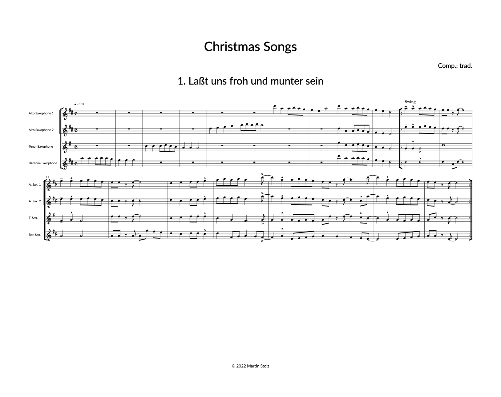 11 Christmas Carols - Saxophone Quartet product image (7)