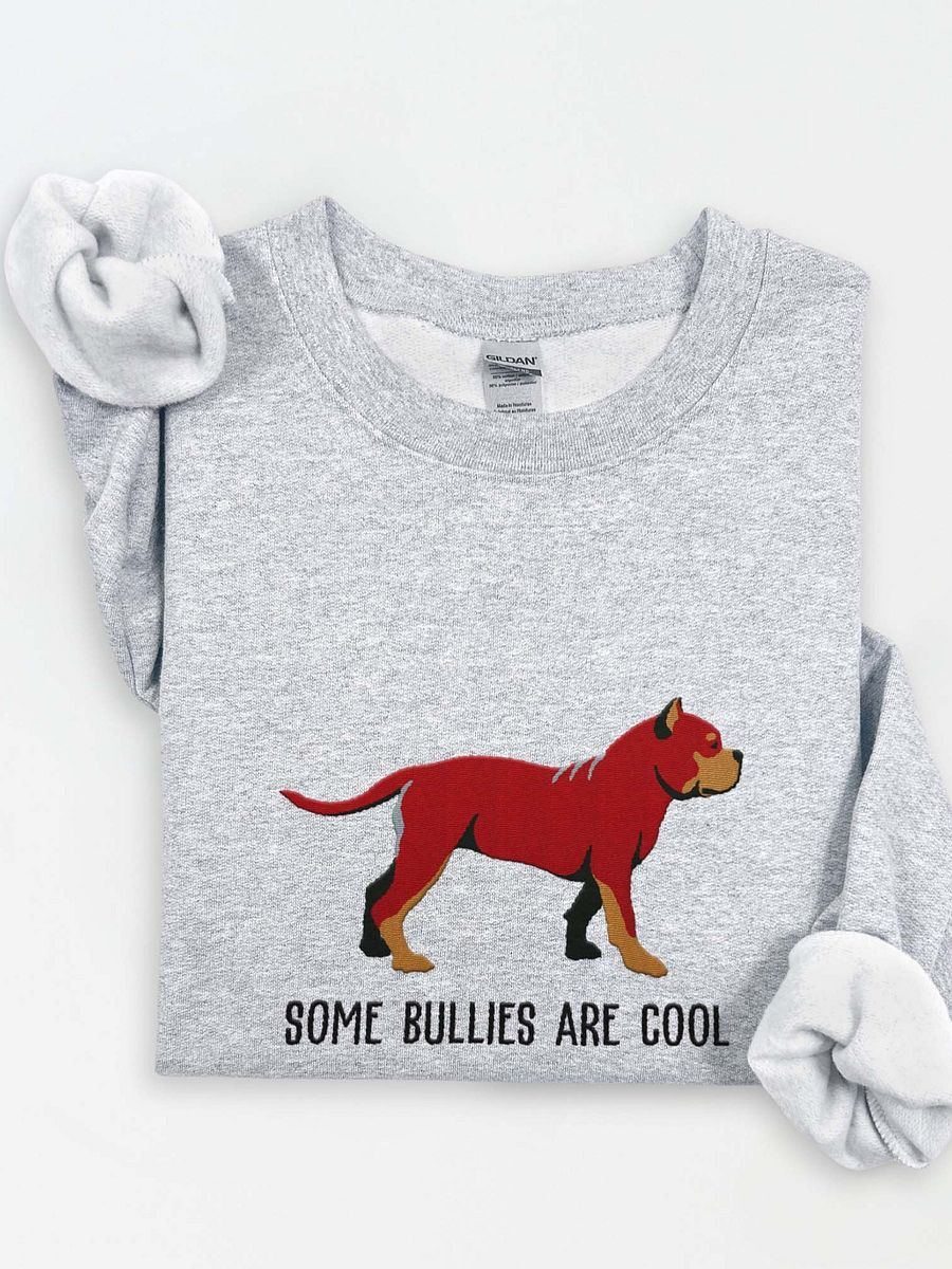 Some Bullies Are Cool Sweatshirt (Embroidered) of an American Bully(Red & Tan) product image (1)