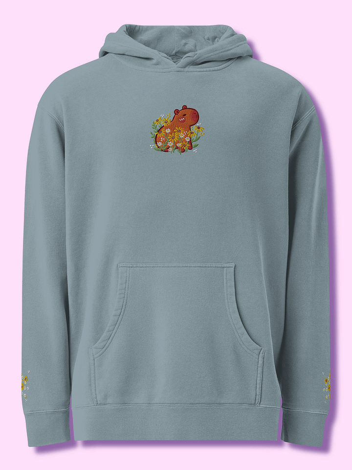 Cute Capybara and Daisy Flower Embroidered Hoodie product image (2)
