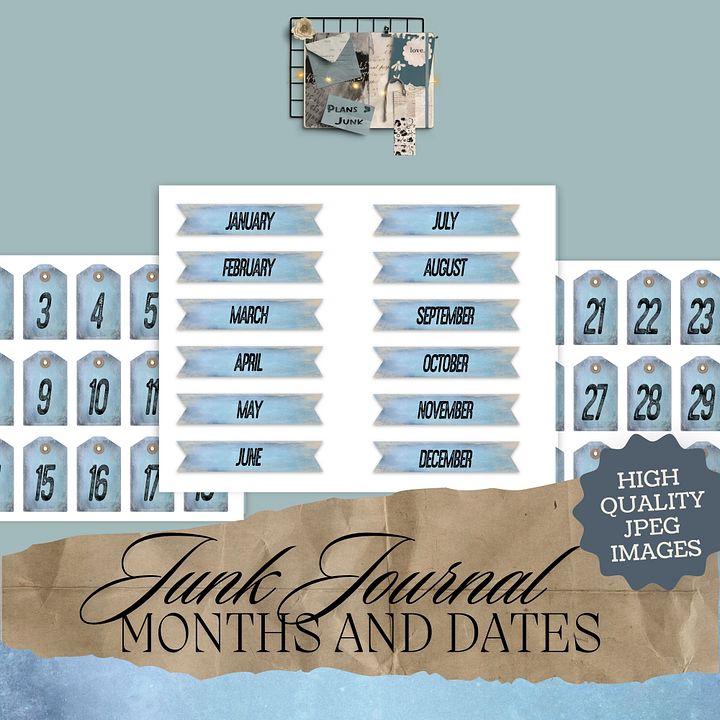 Bluebell - Printable Tags Months & Dates product image (1)