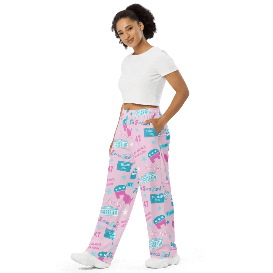 Trump 2024 Election-Themed Patriot Make America Great Again Pink Pattern Pajama Pant product image (10)