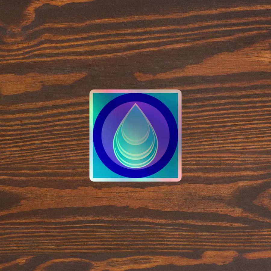 aqua drop holo sticker product image (5)