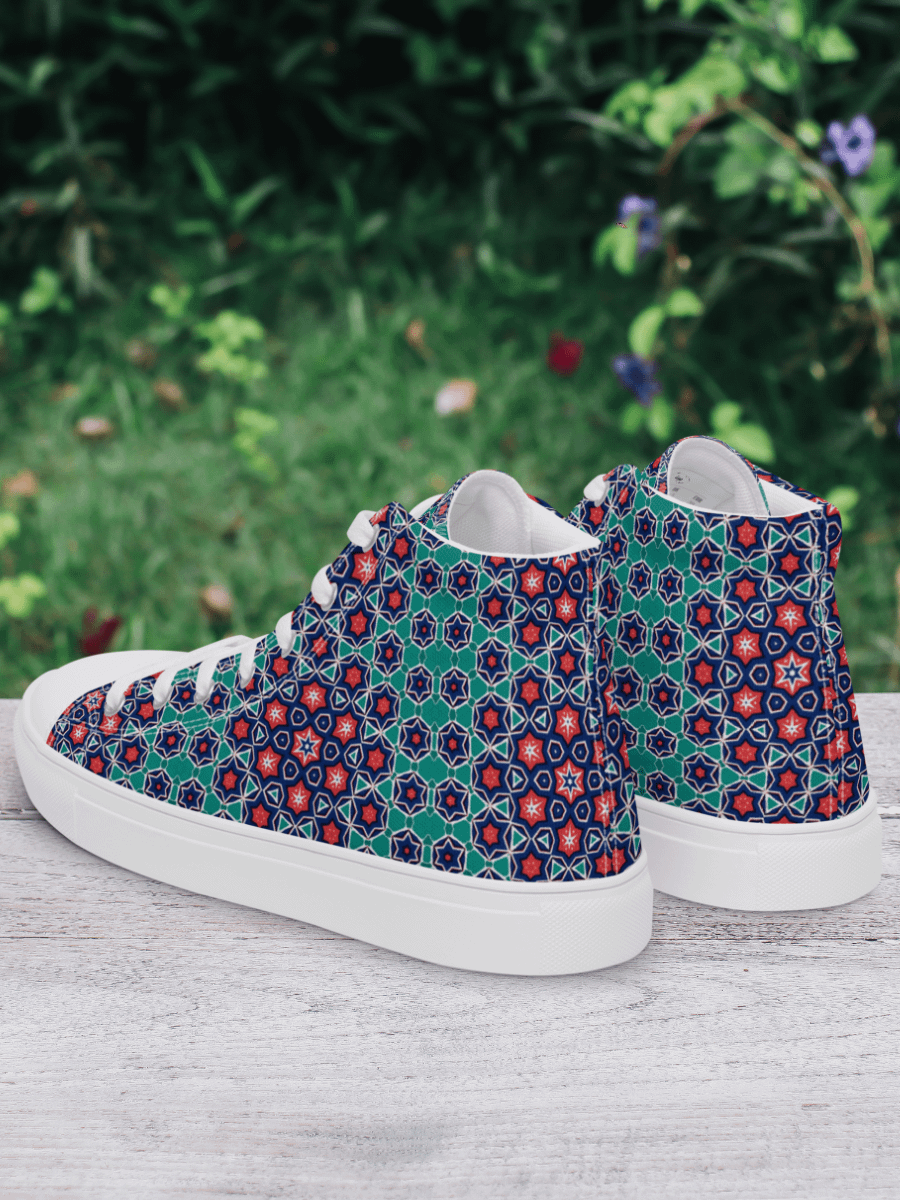 Symmetry Chic: Geometric High Top Canvas Shoes product image (2)