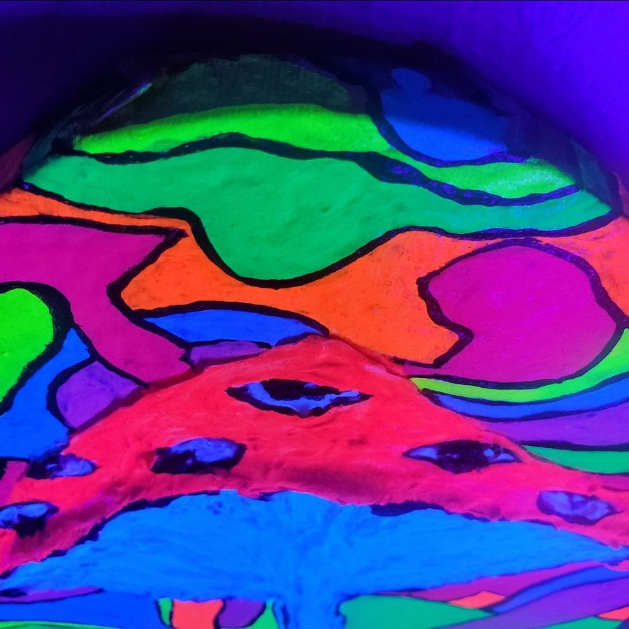 'Psychedelic Mushroom' UV Reactive / Glow in the dark Impasto Painting product image (4)
