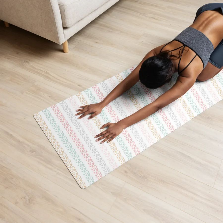 Colorful Pastel Heart Shaped Stripes Yoga Mat by Treasure Pie product image (12)