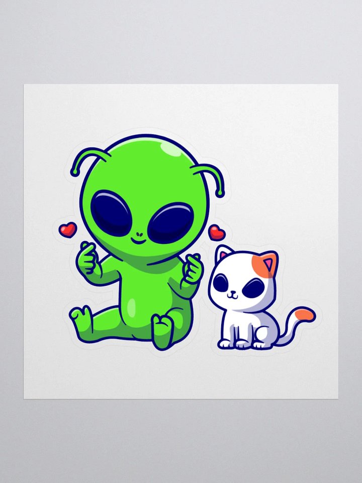 Alien and Kitty Exact- Cut Sticker product image (1)